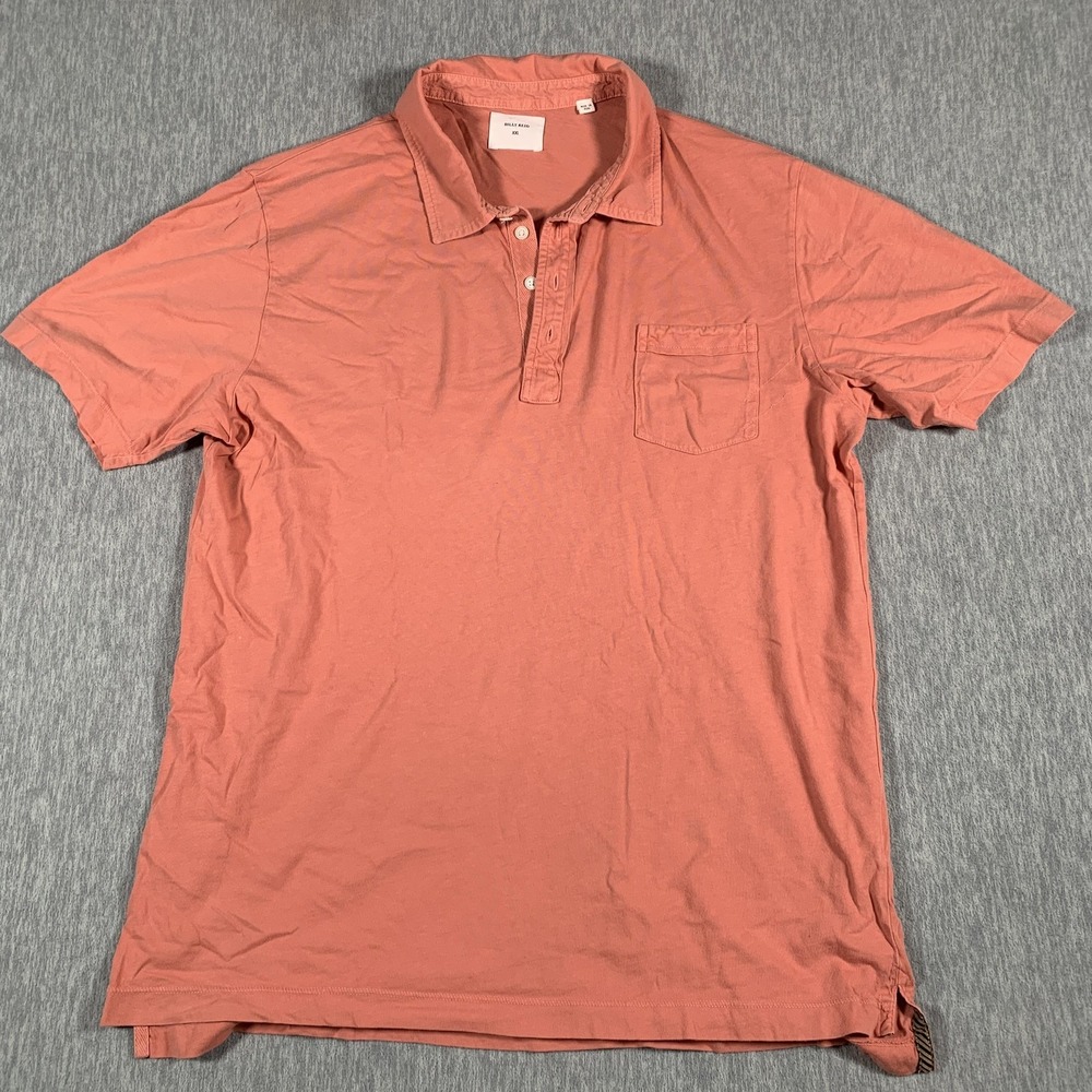 Billy Reid Polo Shirt Mens 2XL Salmon Pink‎ Pocket Soft Cotton Casual Peru